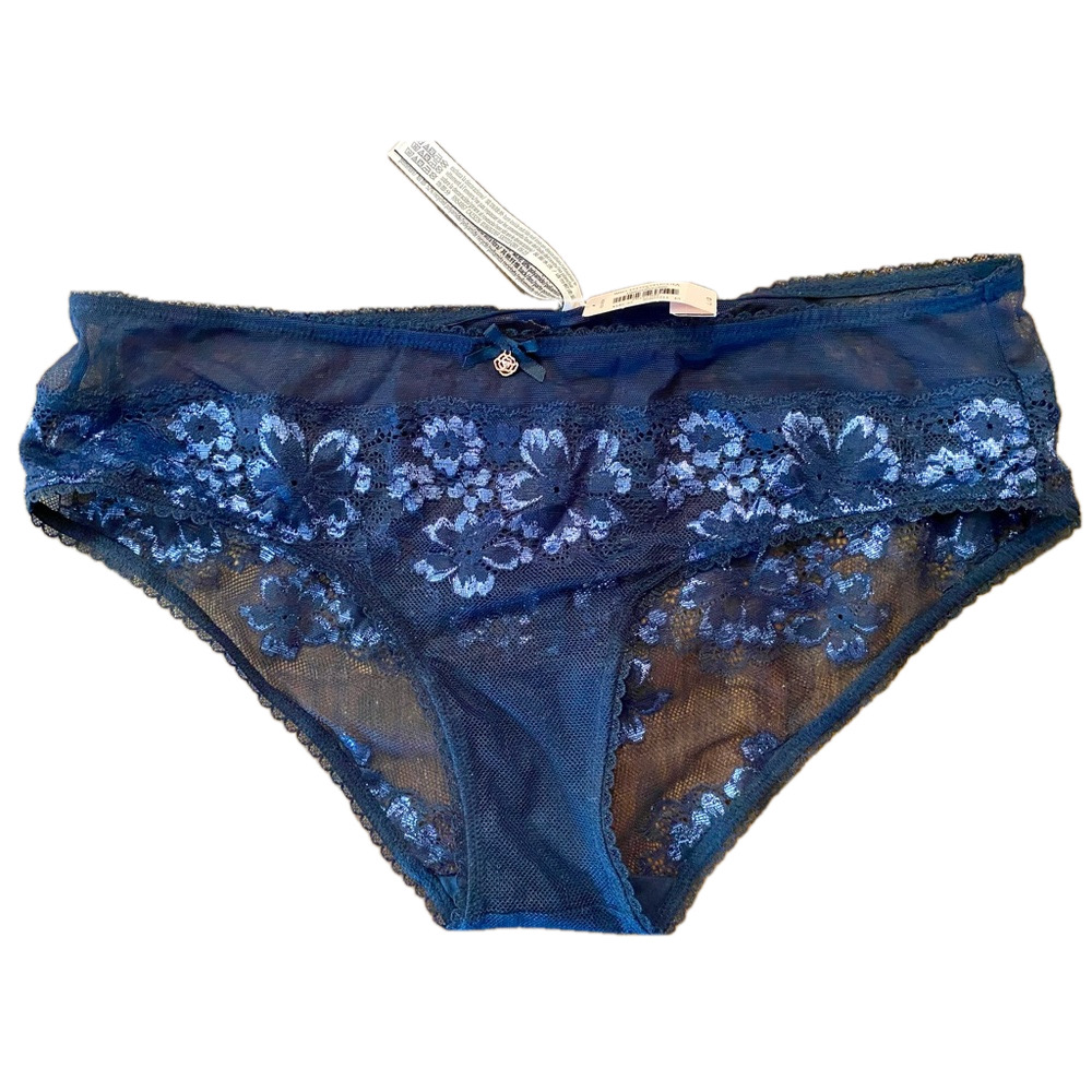NWT Victoria's Secret Body by Victoria Lace Hiphugger Panty - Navy Blue - Size L